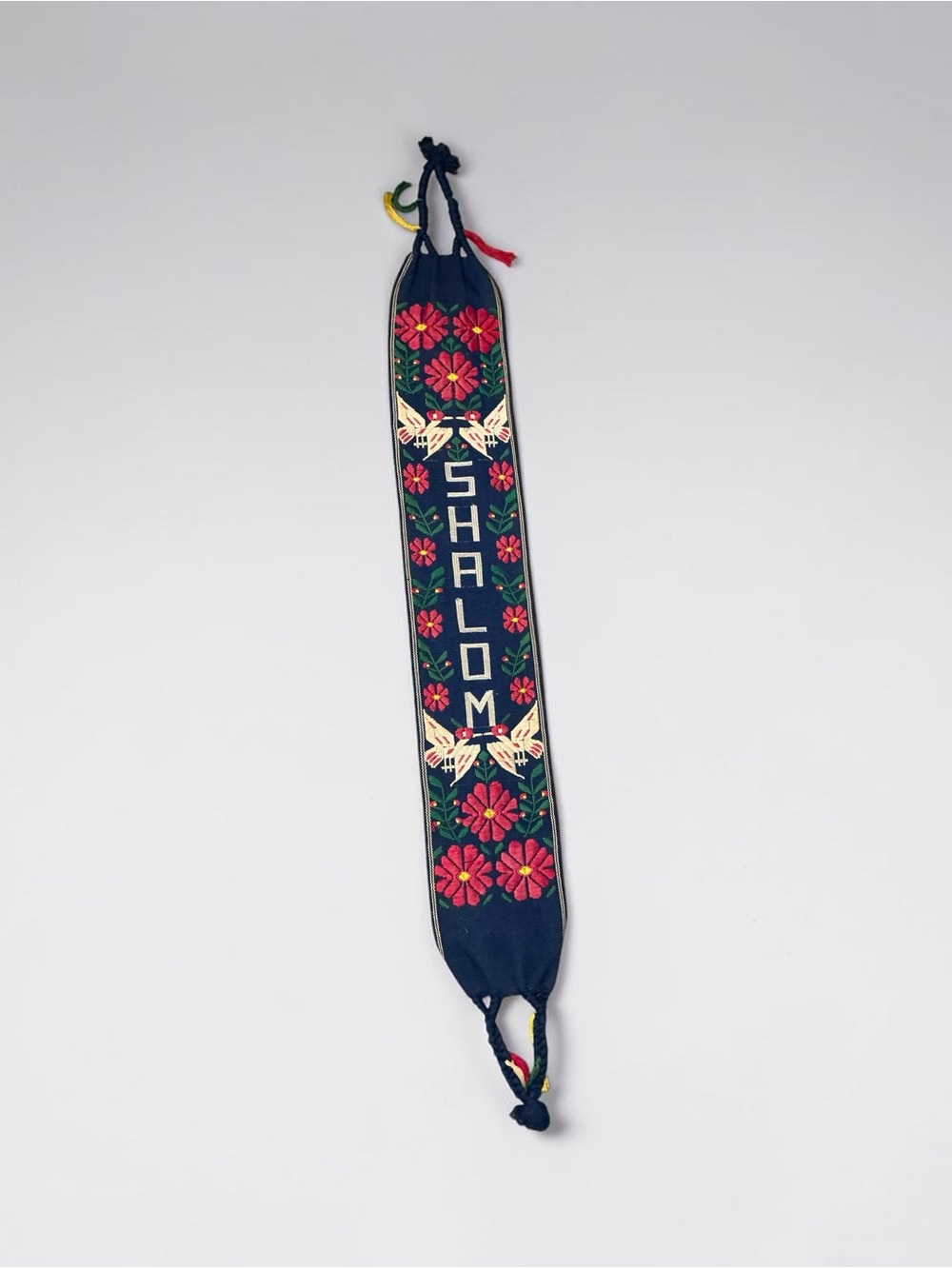 Vintage Guatemalan Woven “Shalom” Wall Hanging Embroidered Textile Folk Art